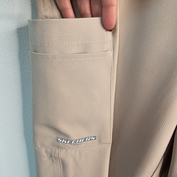 Skechers by Barco Tan Mid-Rise Theory Cargo Jogger Scrub Pants XL Petite - Picture 6 of 9
